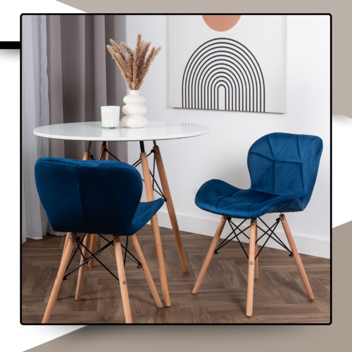 Krzesło Tapicerowane Welurowe Do Jadalni Salonu Pikowane Skandynawskie