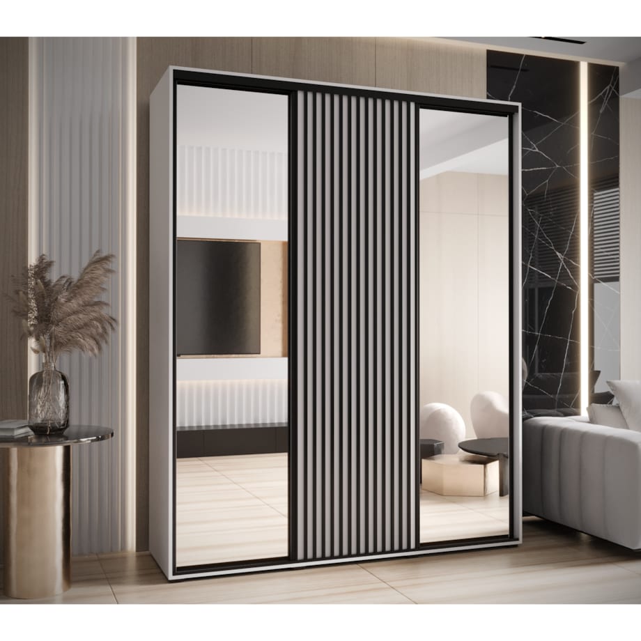 Szafa przesuwna Garderoba SAPPORO 2 200 gł. 60 biały/biały