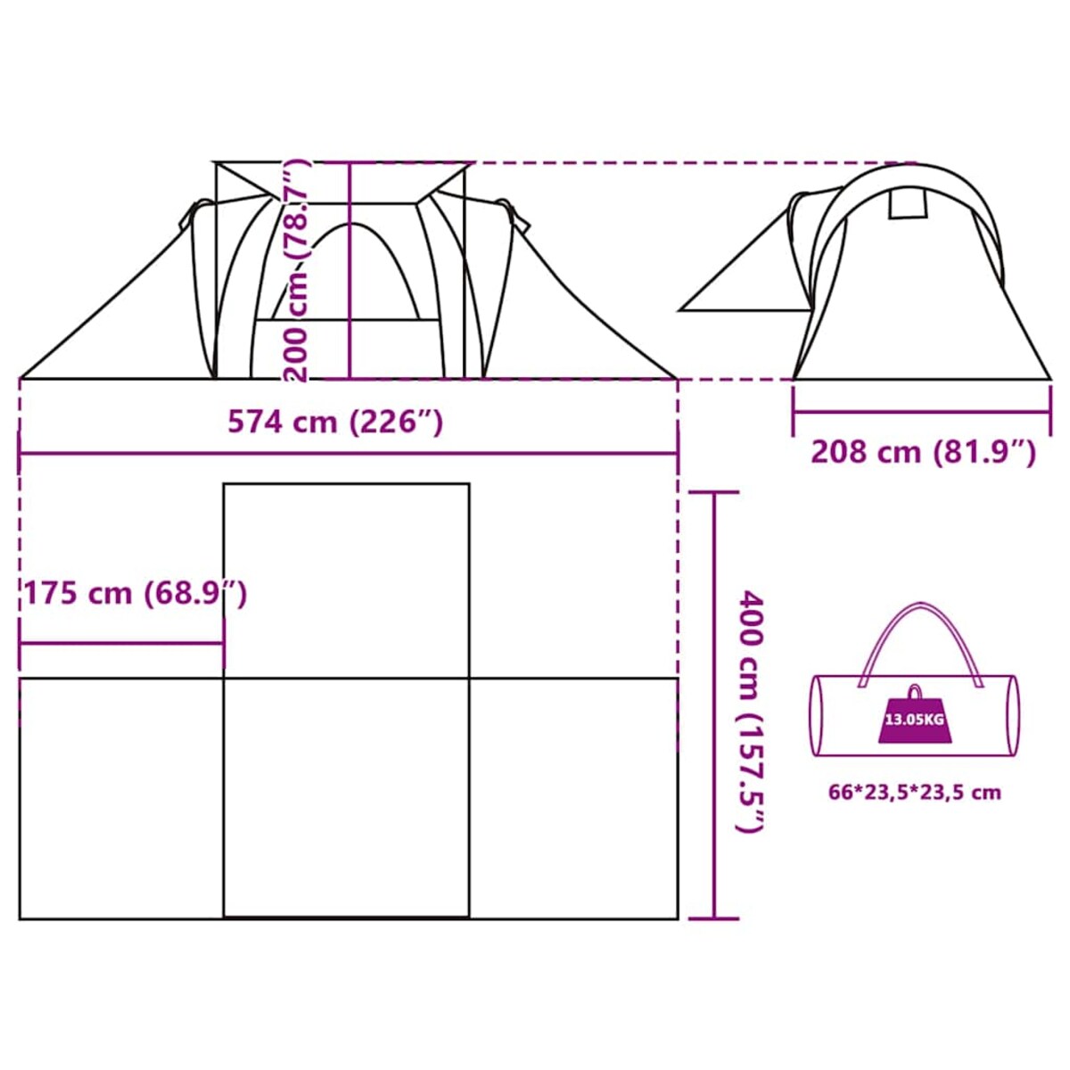 vidaXL Namiot rodzinny, 6-os., kopułowy, zielony, wodoszczelny