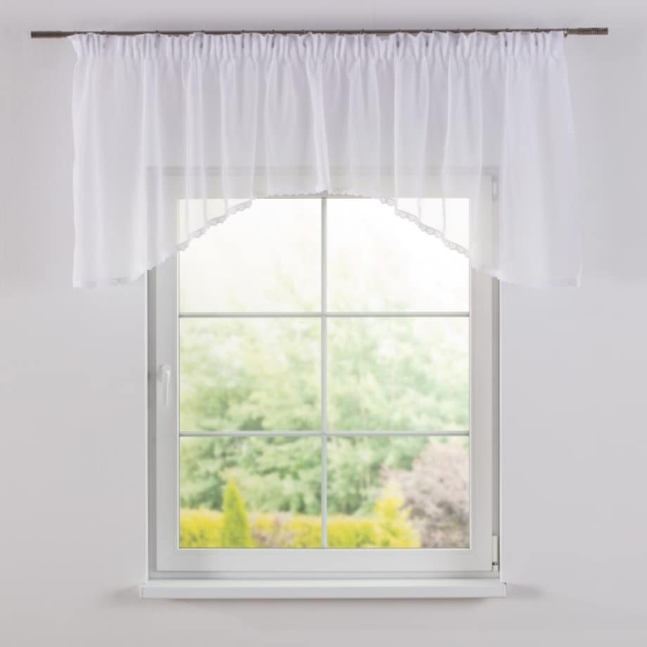 Lambrekin łuk Lily z koronką 350x80 biały