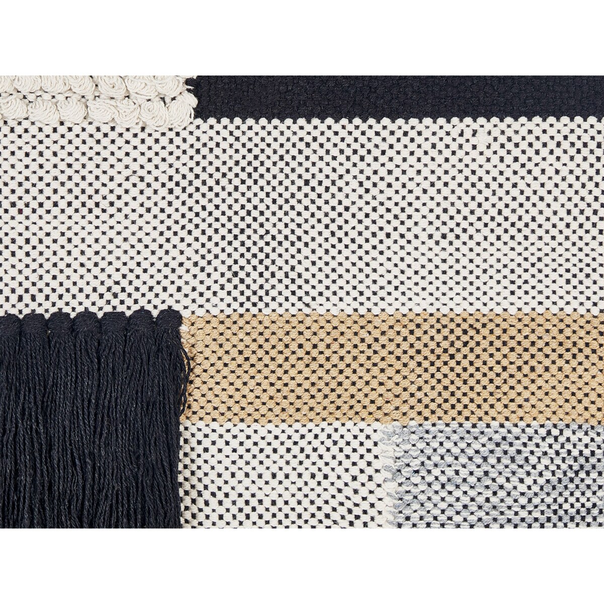 Dekoracja ścienna z frędzlami bawełniana beżowo-czarna HANGU