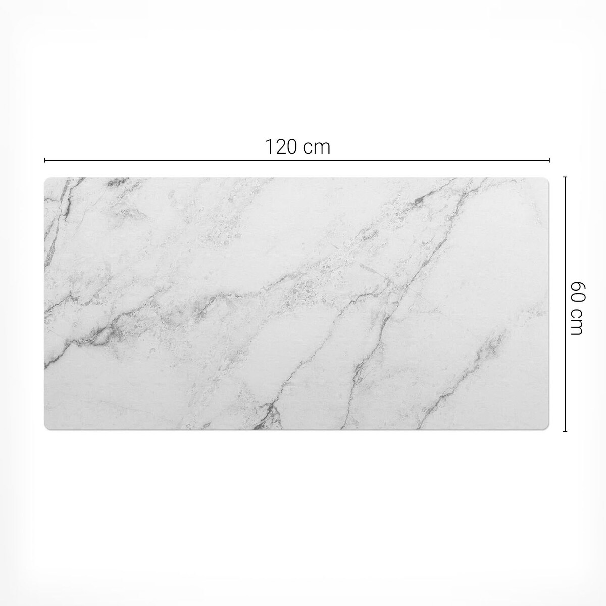 Biała mata na biurko Marmurowe żyłki, 120x60 cm