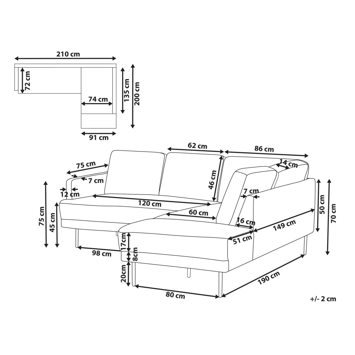 Narożnik 4-osobowy lewostronny beżowy BREDA