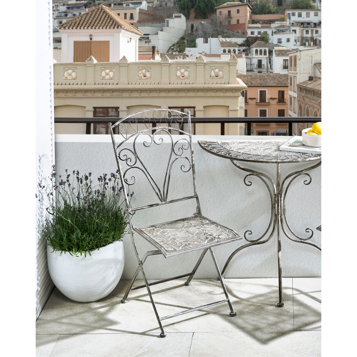 Zestaw 2 krzeseł ogrodowych NURRA Składane Metal Szary