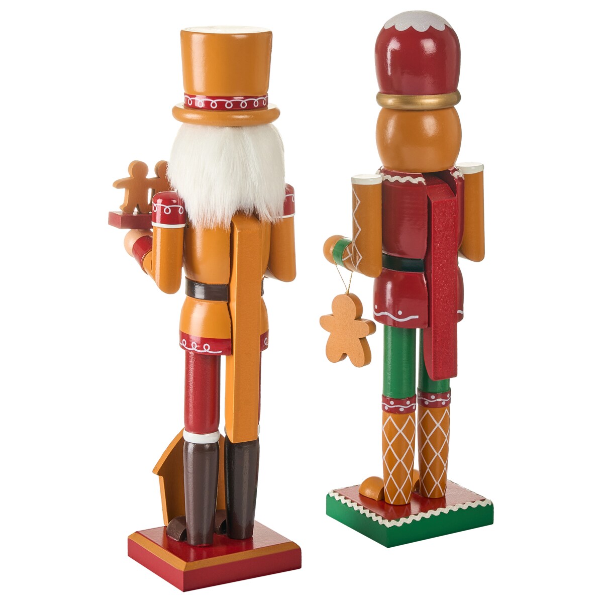 Zestaw 2 figurek dekoracyjnych GRANSJON Dziadek do orzechów 35 cm Pomarańczowy