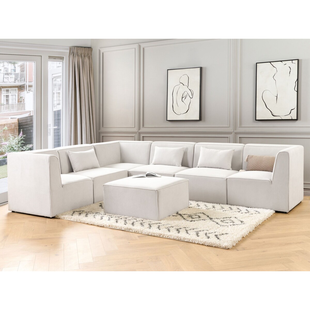 Moduł narożny sztruksowy złamana biel LEMVIG