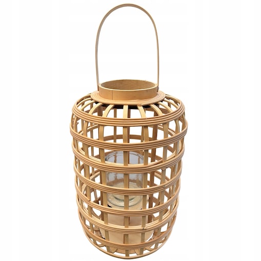 LAMPION LATARNIA DREWNIANA na balkon taras do domu salonu boho duża 46cm