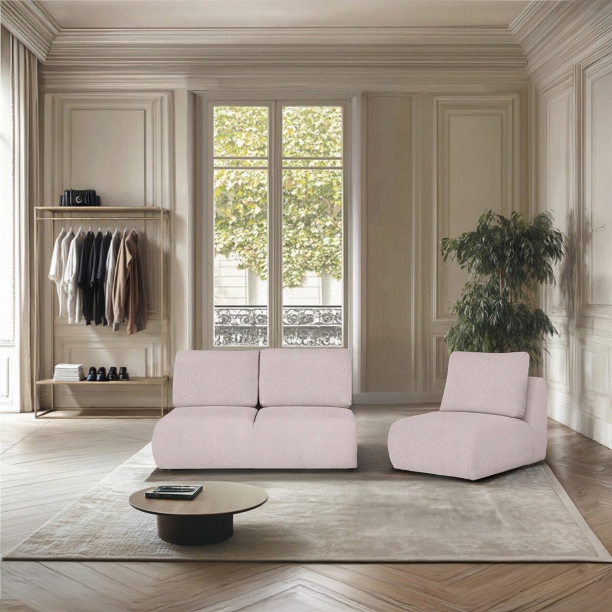 Mirel Sofa 2 osobowa bez podłokietników różowa