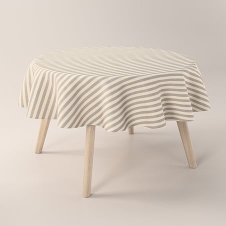 Obrus okrągły 130 x 130 cm szaro-białe pasy (1,5cm)