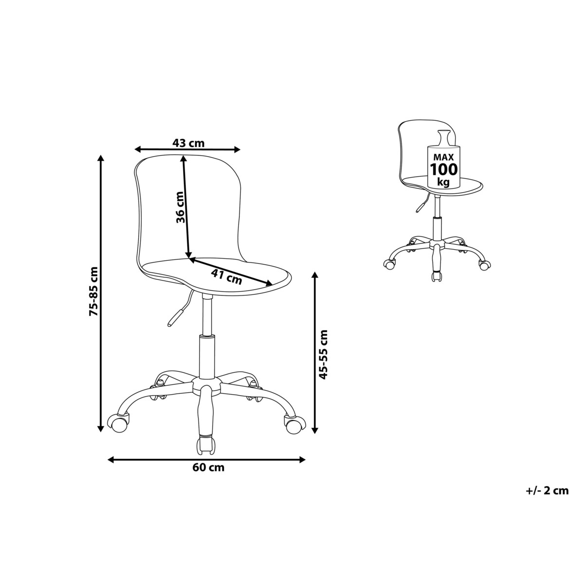 Krzesło biurowe regulowane ekoskóra białe VAMO