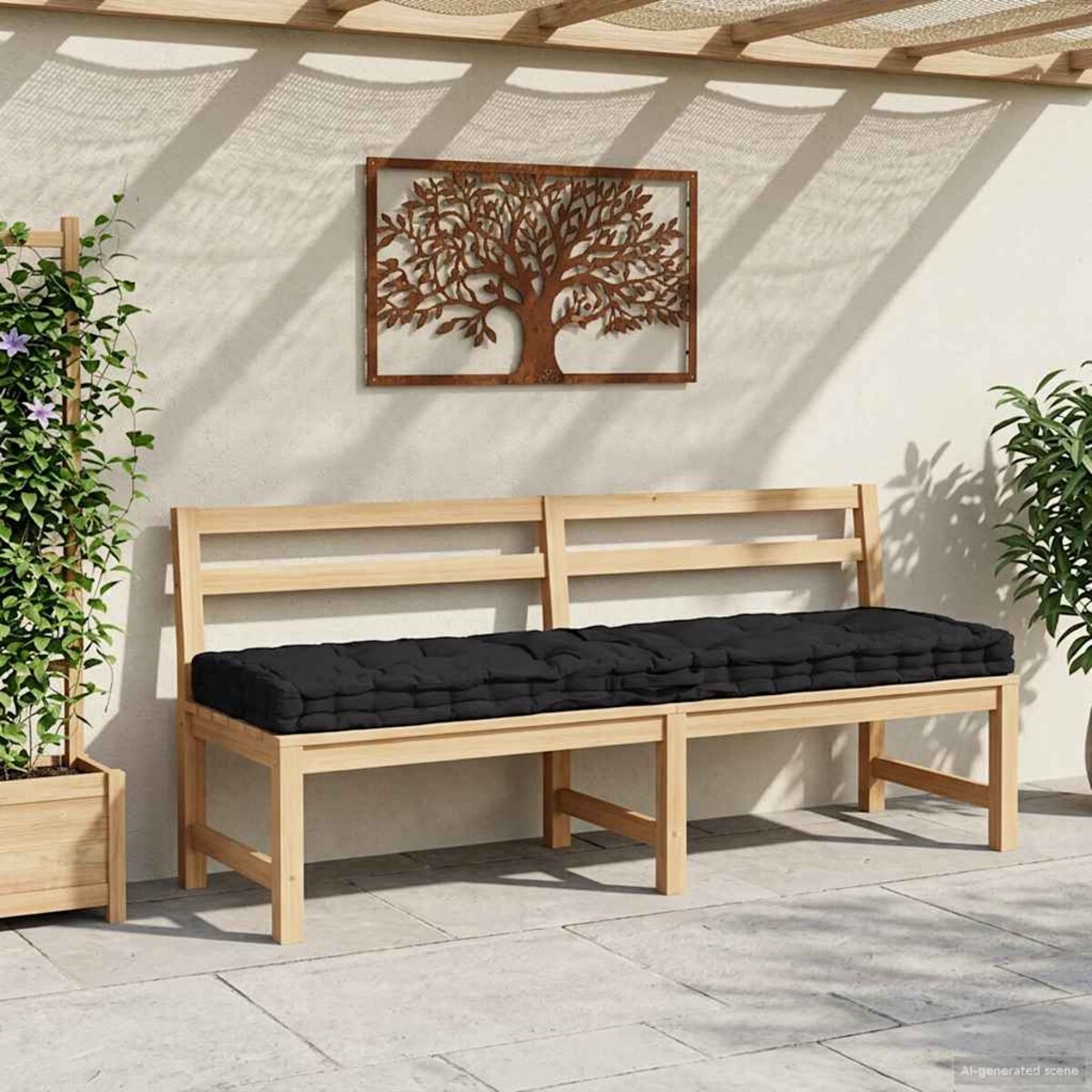 vidaXL Poduszka na podłogę lub palety, bawełna, 120x40x7 cm, czarna