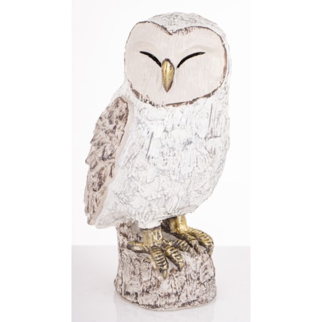 Dekoracja - biała sowa 18,5x9,5x10 cm UGLE small