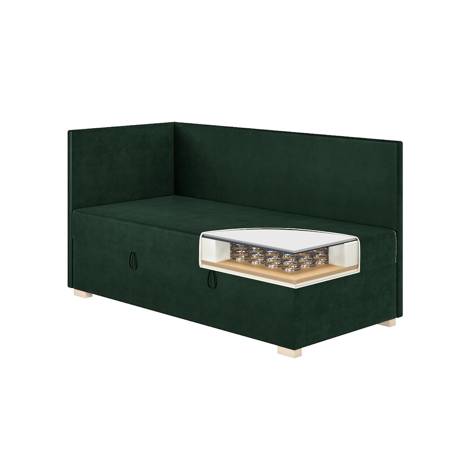 Mesonica Łóżko Flexi, zielone, 90x200, Lewostronne