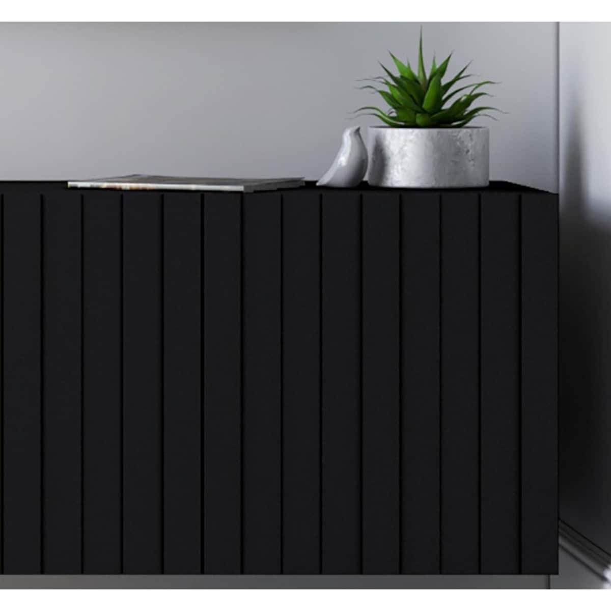 Szafka RTV Glamour Nowoczesna Komoda RTV Glamour Czarny Mat 150 cm