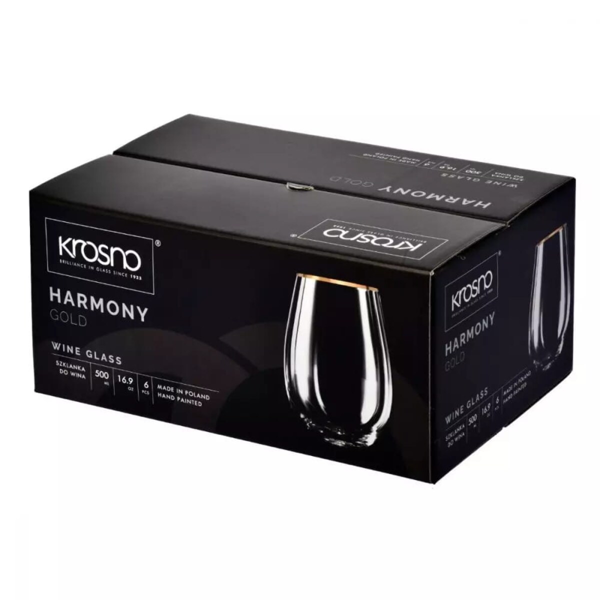 Szklanki Obłe Krosno Harmony Gold Złoty Pasek do Wina Soku Wody Stylowe