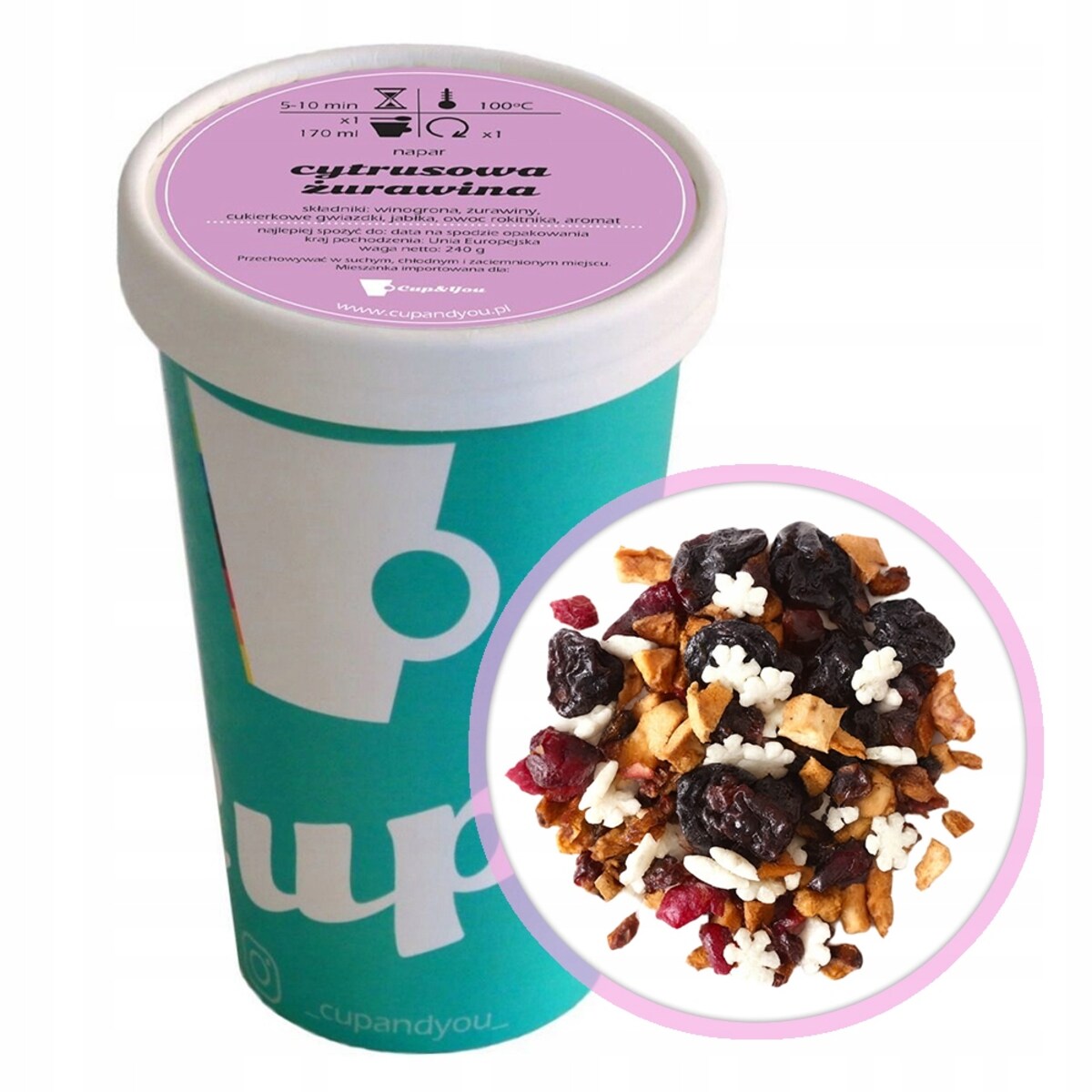 Sypana herbata owocowa sypana CYTRUSOWA ŻURAWINA winogrona 240g premium