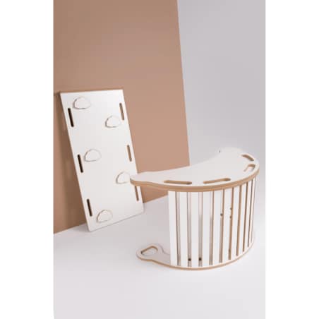 3w1 DUŻY bujak montessori z uchwytami + DUŻA zjeżdżalnia CHMURKI + blat