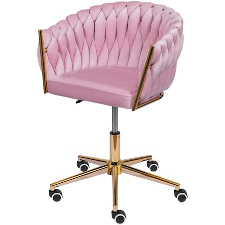Fotel biurowy krzesło obrotowe regulowane welurowe różowe