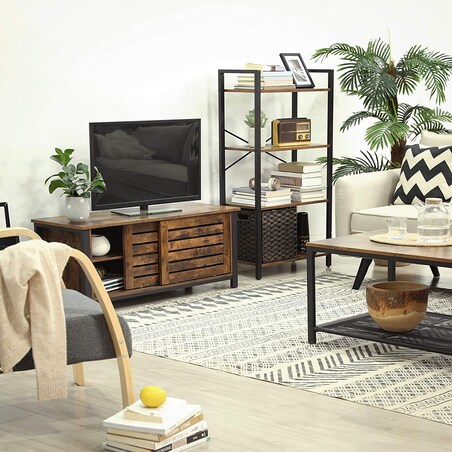 Regał Półka Na Książki 66X30X120 Cm Rustykalny Brąz, Czarny