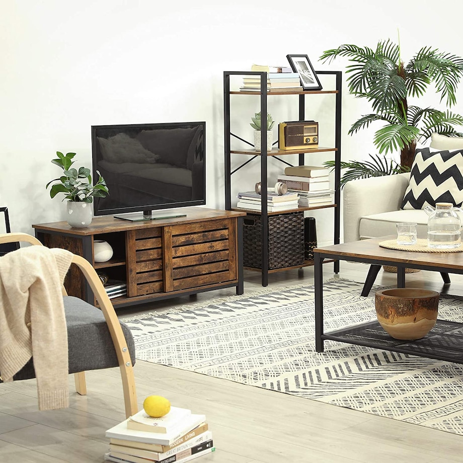 Regał Półka Na Książki 66X30X120 Cm Rustykalny Brąz, Czarny