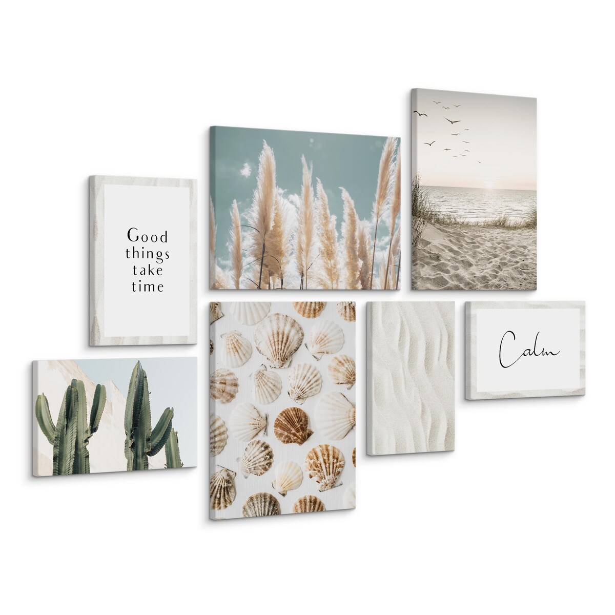 Zestaw Obrazów Do Salonu Muszle PLAŻA Trawa Morze 110x80cm
