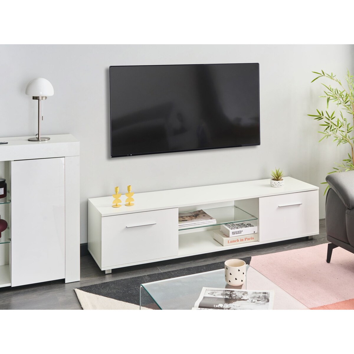 Szafka RTV LED BANFF Biały