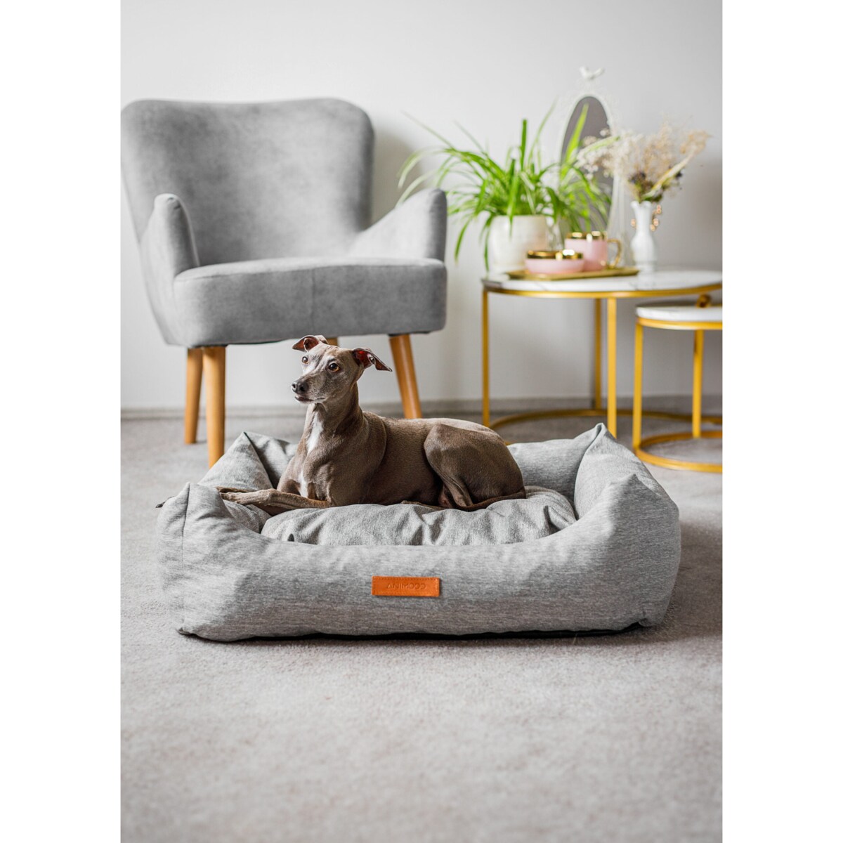 Animood Legowisko Alex rozmiar: L, kolor: szary, materiał: jeans imitacja