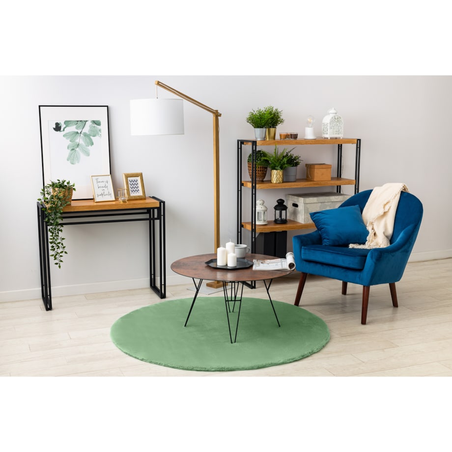 Dywan BUNNY koło zielony IMITACJA FUTRA koło 80 cm