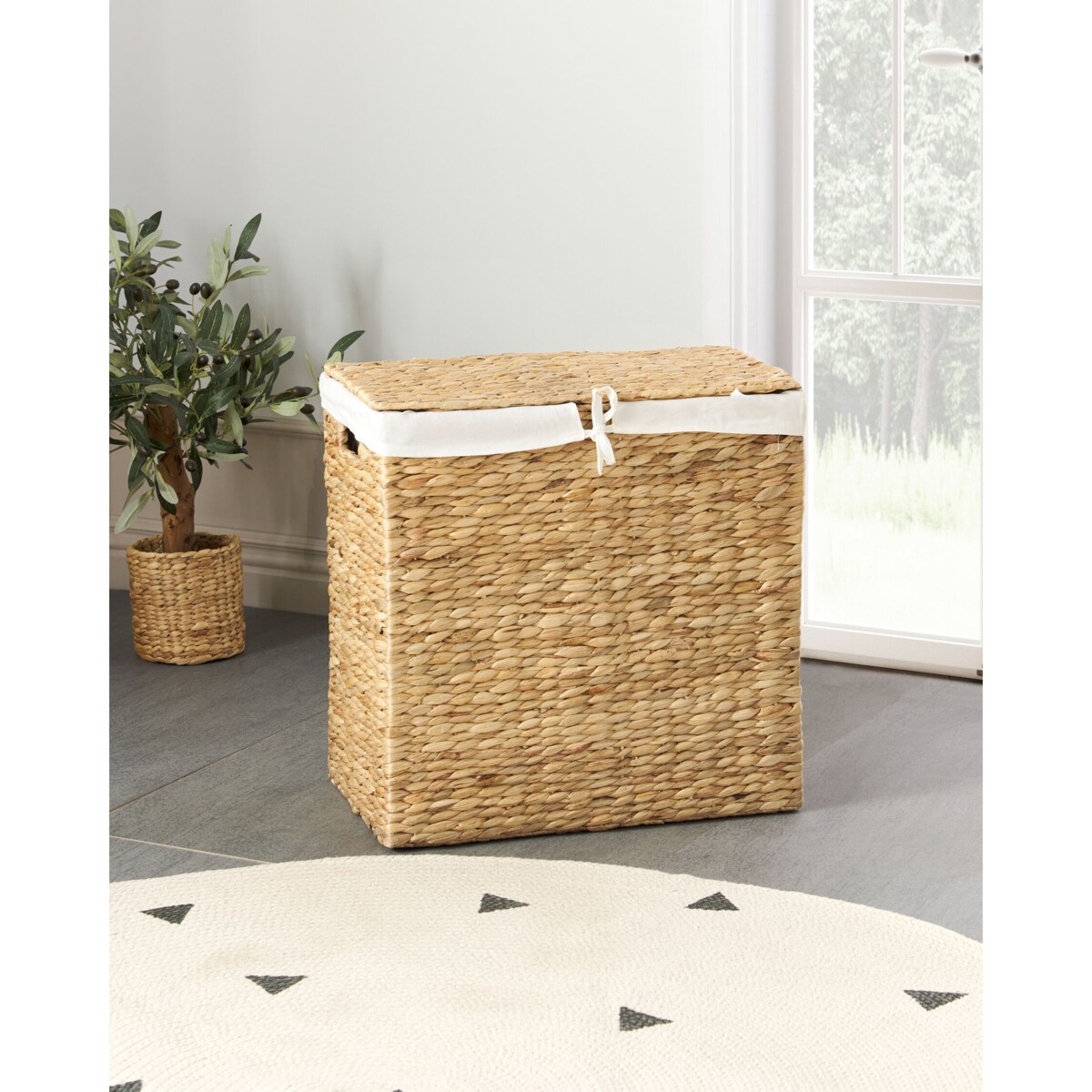 Kosz z hiacyntu wodnego z pokrywką jasny LANGSON