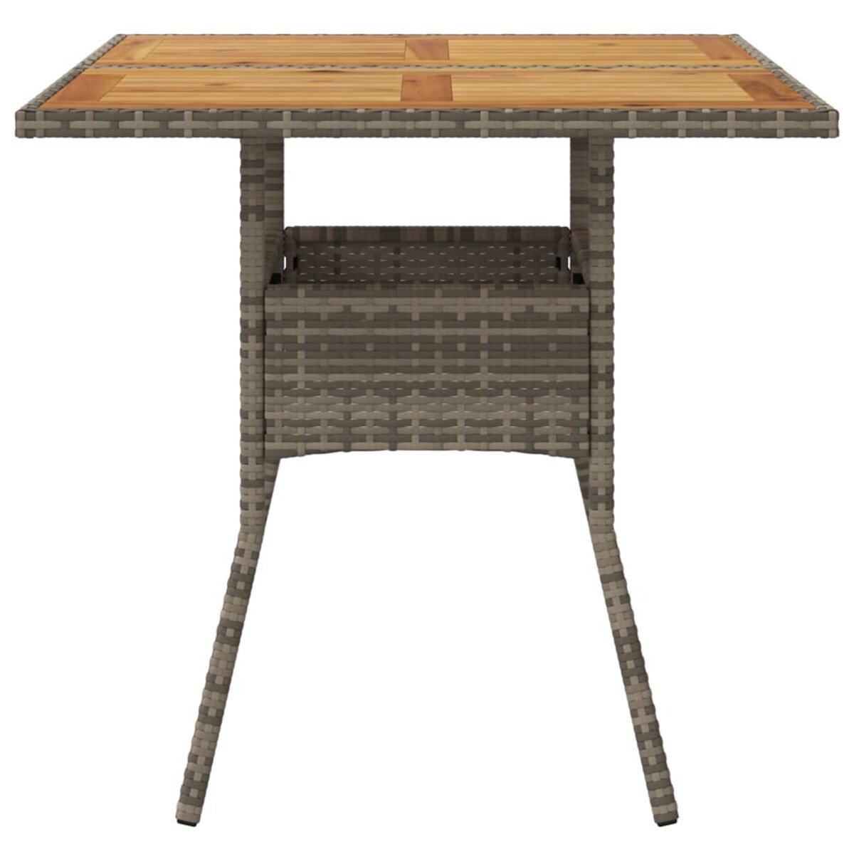 vidaXL Stół ogrodowy z akacjowym blatem, szary, 80x80x75 cm, rattan PE