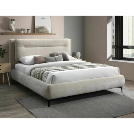 Łóżko tapicerowane NIKOZJA RAVEN 160x200 ciemnobeżowe