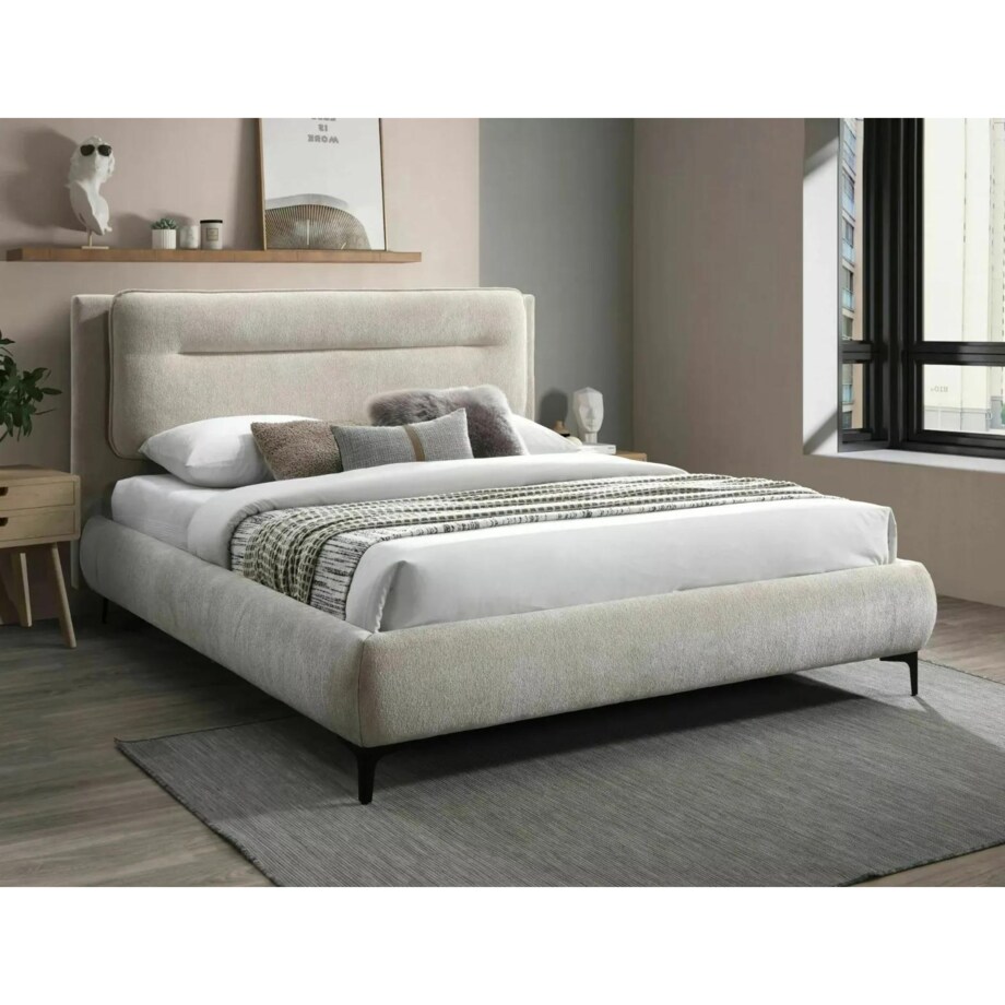 Łóżko tapicerowane NIKOZJA RAVEN 160x200 ciemnobeżowe