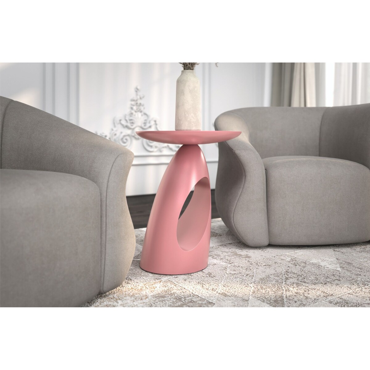 Stolik drewniany różne kolory Island, kolor pudrowy róż