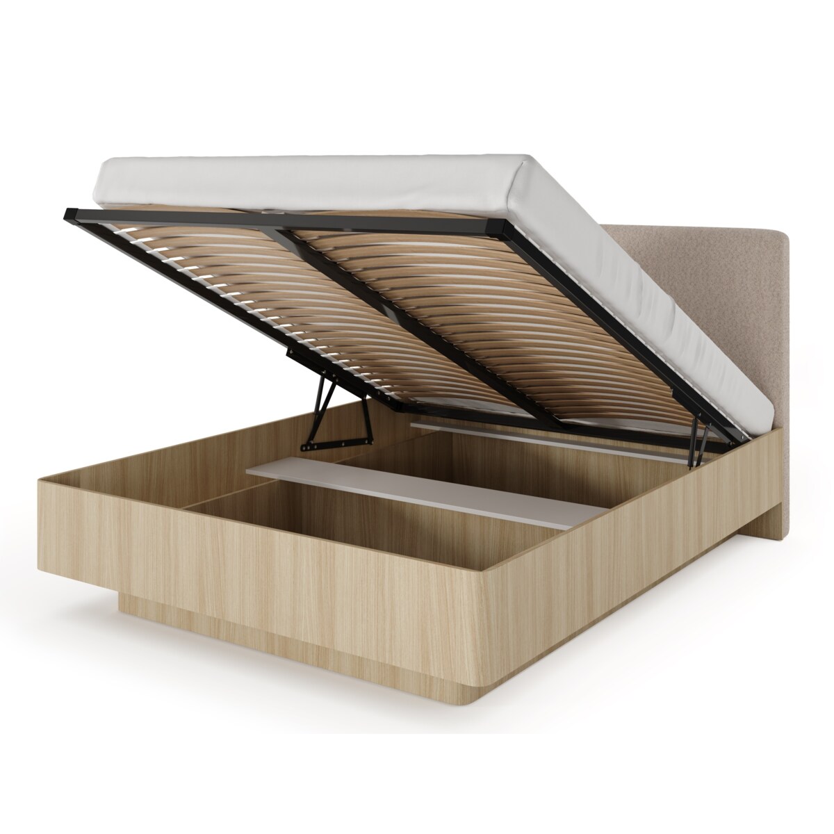 Łóżko do sypialni KIKI z tapicerowanym zagłówkiem i metalowym stelażem