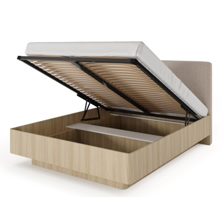 Łóżko do sypialni KIKI z tapicerowanym zagłówkiem i metalowym stelażem