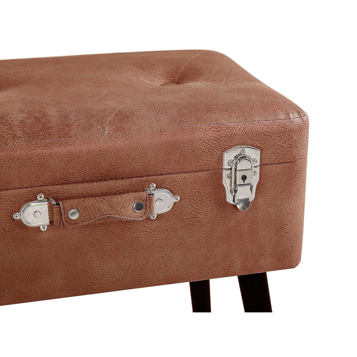 Stołek ze schowkiem ekoskóra brązowy MALLARD