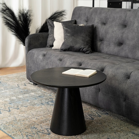 Stolik Kawowy Okrągły Czarny Mały Nowoczesny Mała Okrągła Ława CASSANDER