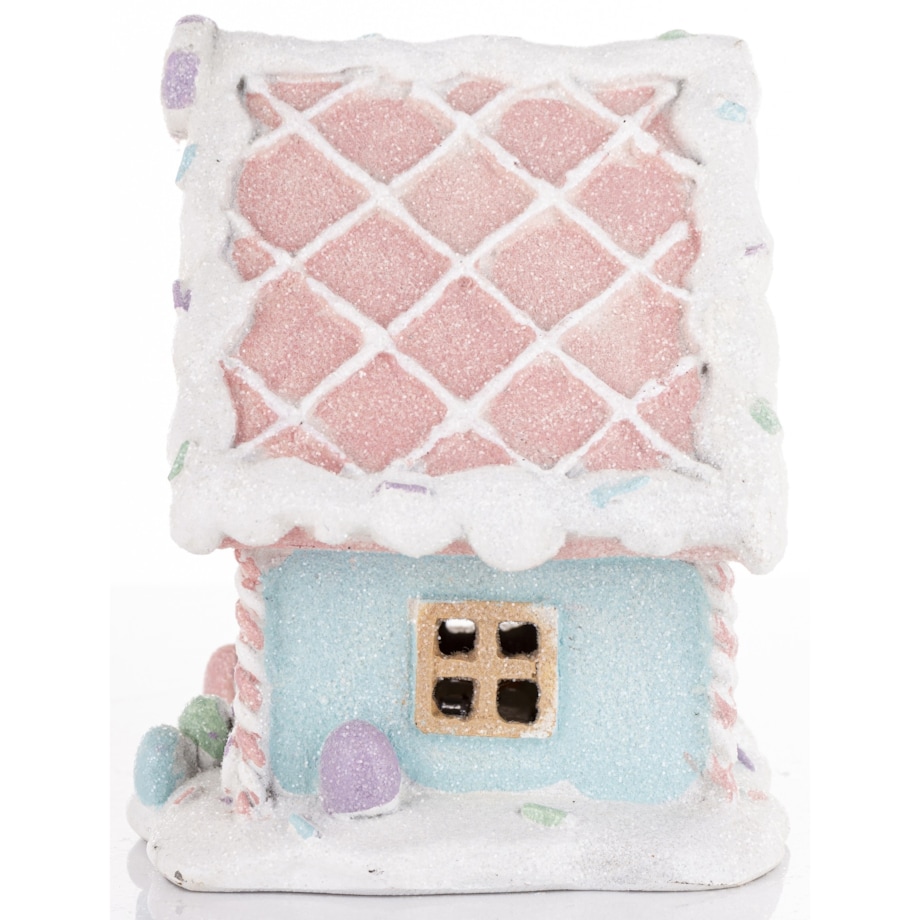 Domek ciasteczkowy LED 13x12x10,5 cm BISCOTTO niebieski mały