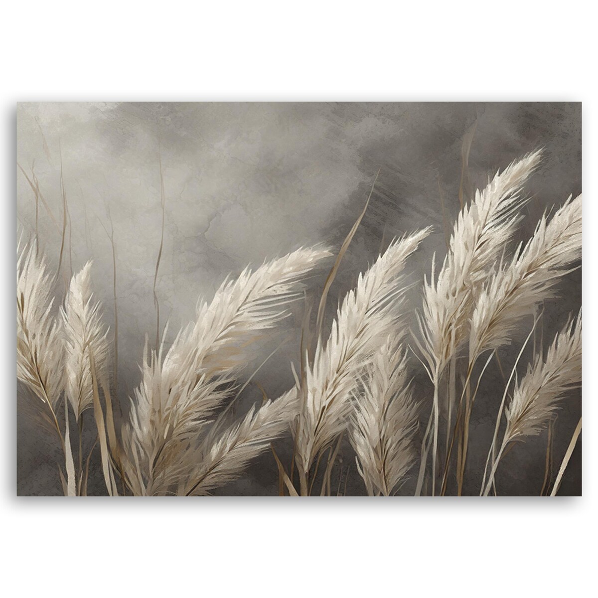 Obraz na ścianę do salonu sypialni trawa natura botanika beżowy 100x70