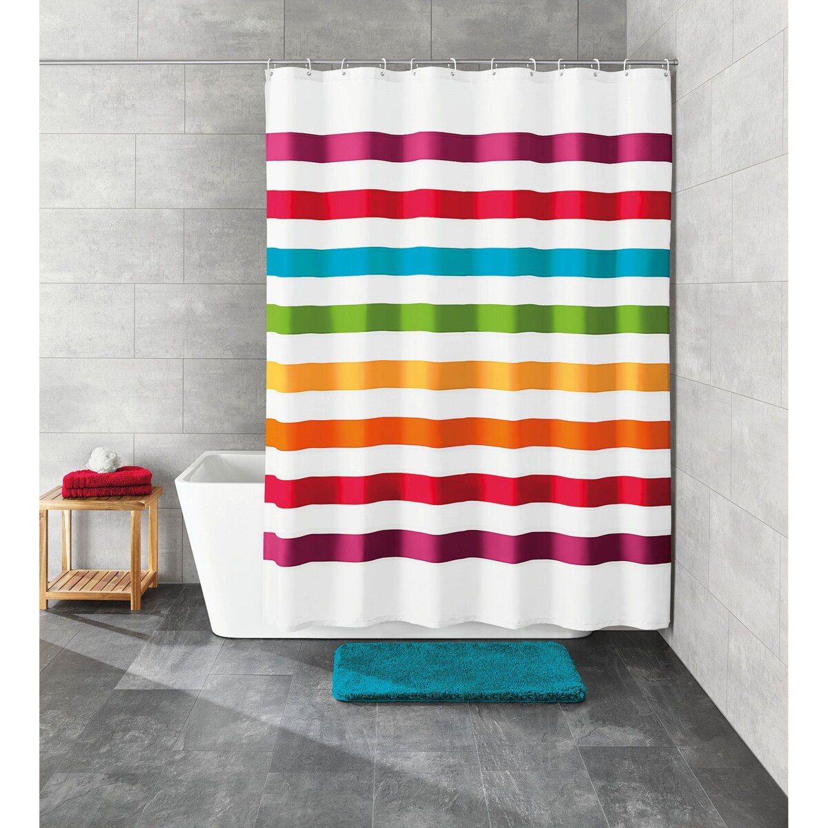 Kleine Wolke Select Zasłona prysznicowa Multicolor 180x200 cm paski kolorowe