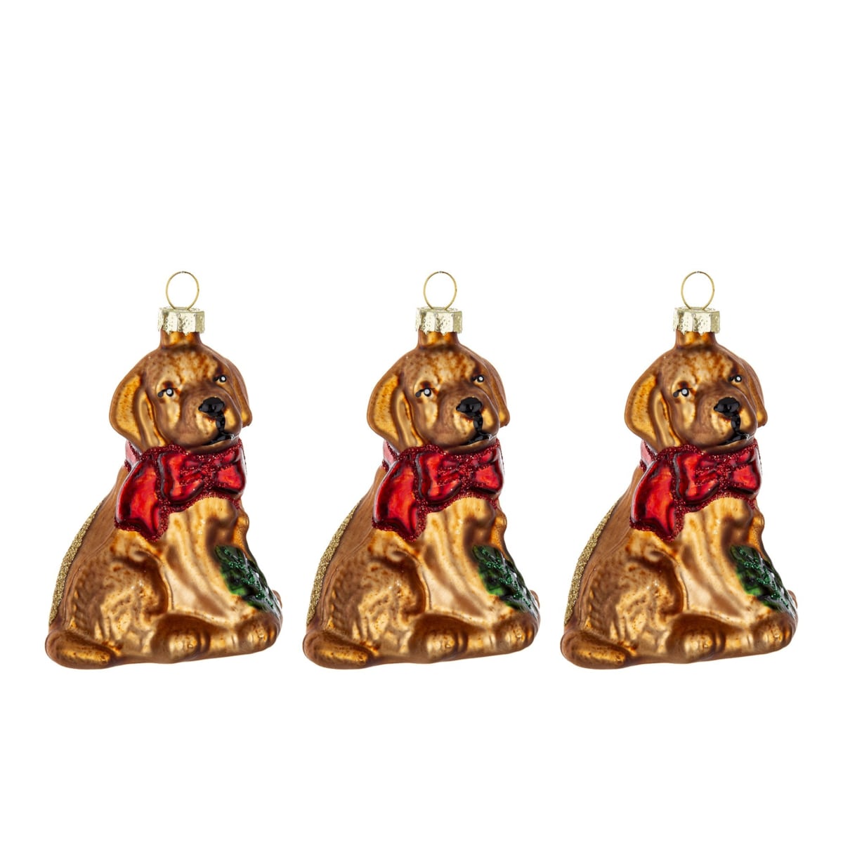 Bombka szklana 3 szt. pieski 9x6,5x5,5 cm PERROS