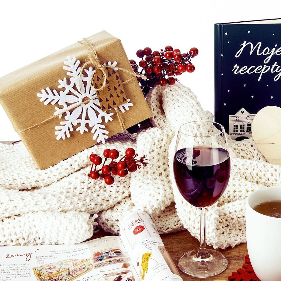 Podstawka pod Kubek Filcowa Biała Płatek Śniegu Zestaw 6 szt. 13,5 cm