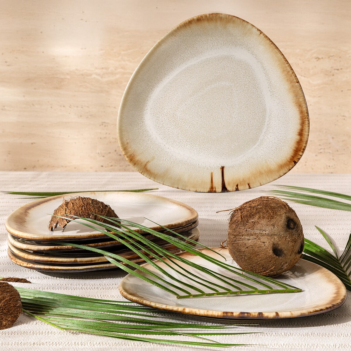 Konsimo PRIMA Talerz deserowy 6 szt., jasnobeżowy