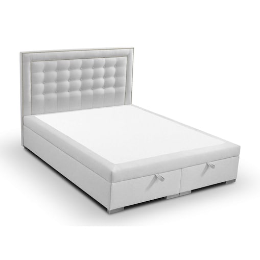 Łóżko tapicerowane BALFORD 140x200 z pojemnikiem, Jasny Szary, tkanina Megan 364