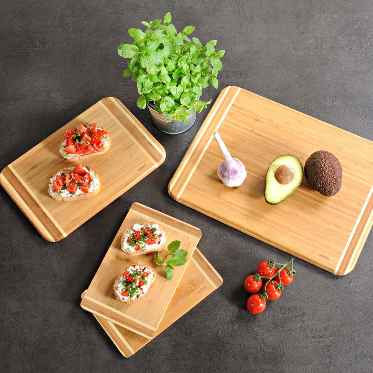 Zestaw 4 desek do krojenia KESPER, bambusowe