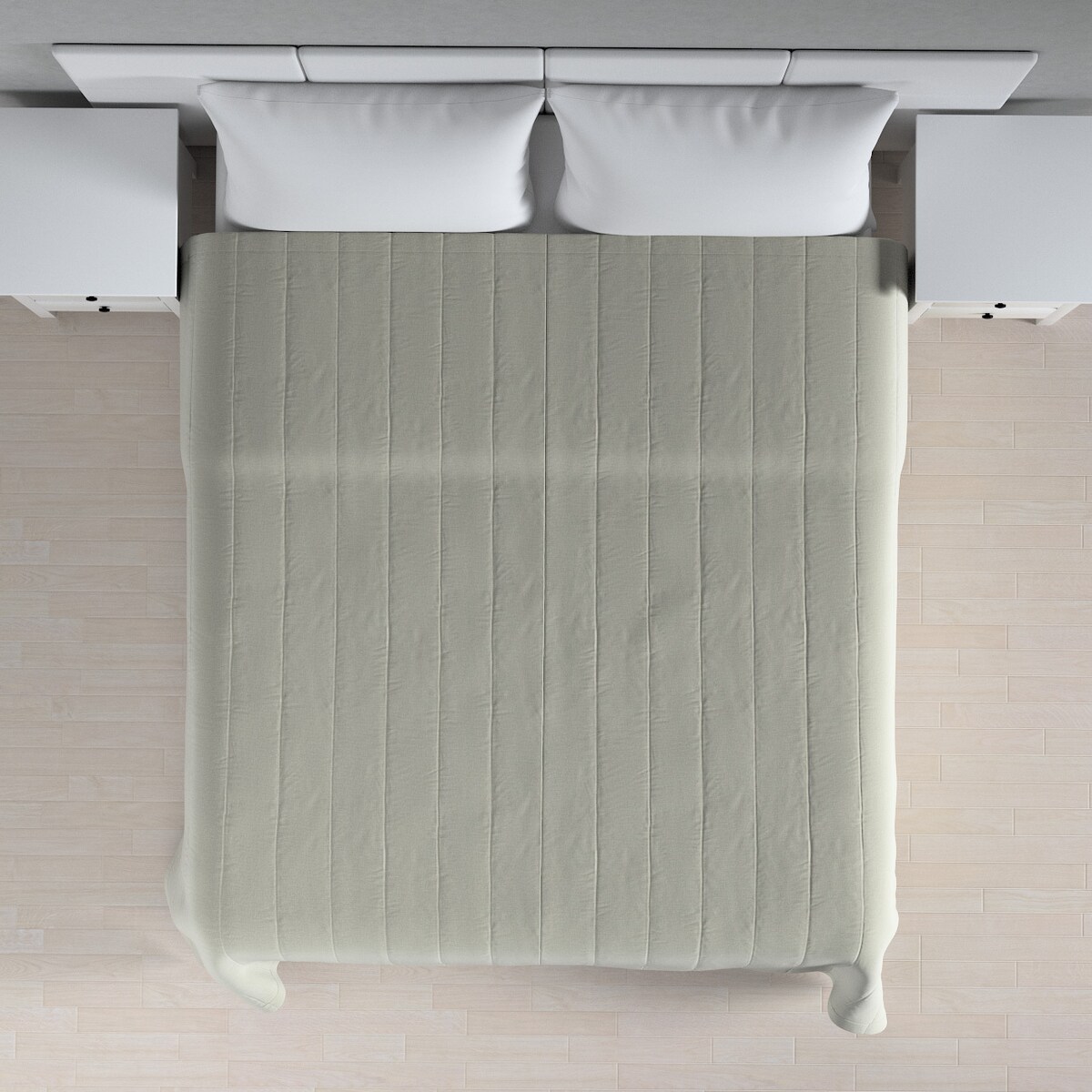 Narzuta pikowana w pasy 200x210 pastelowo miętowy welwet