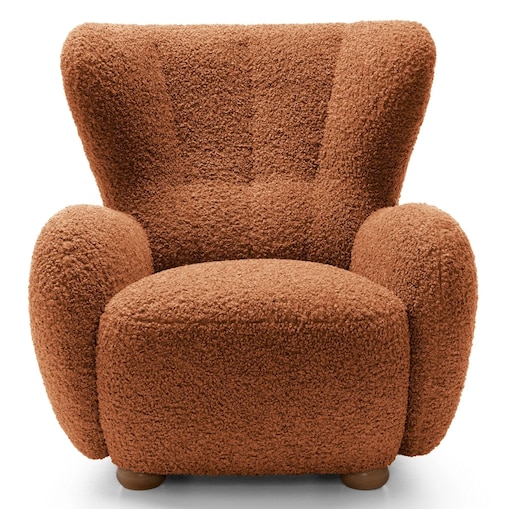 Fotel uszak boucle 91x88x100 cm POLTRONA miedziany