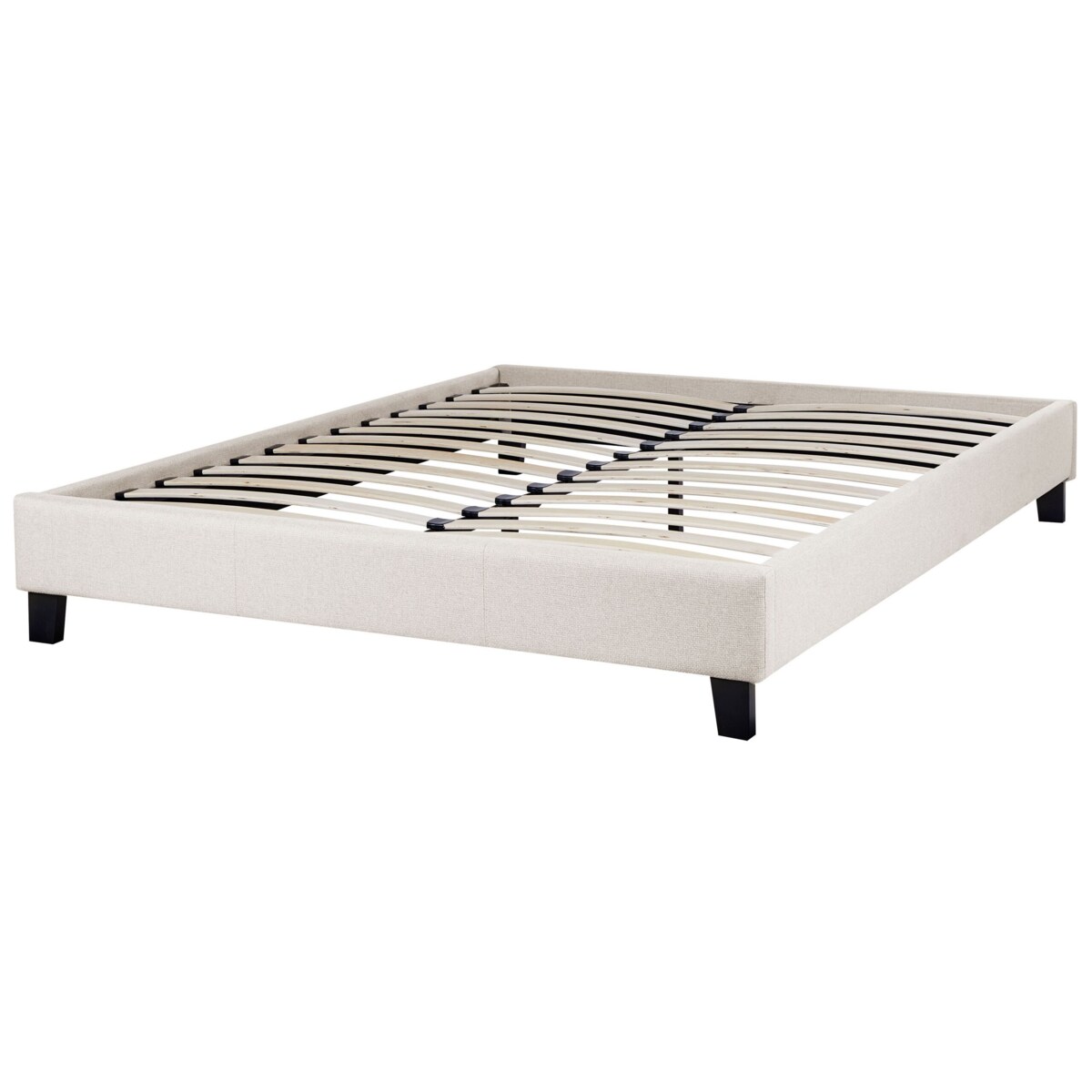 Łóżko tapicerowane ze stelażem jasnobeżowe 140 x 200 cm ROANNE