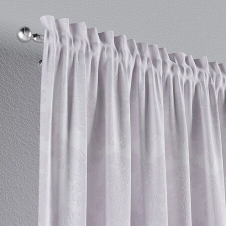 Zasłona na kanale z grzywką 1 szt. 130x260 liście akantu na białym tle