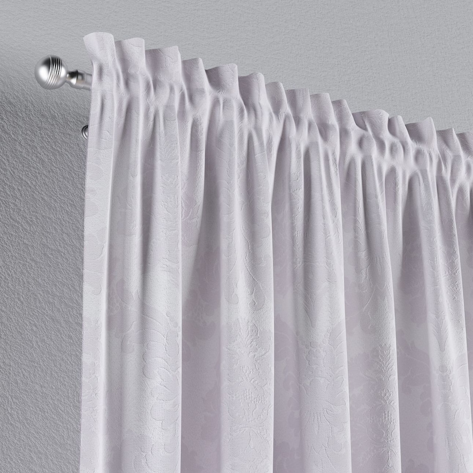 Zasłona na kanale z grzywką 1 szt. 130x260 liście akantu na białym tle